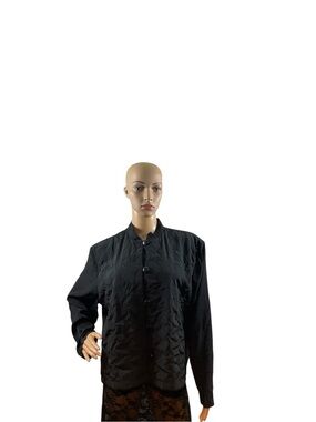 Black Quilted Button-Front Trench Coat - Women